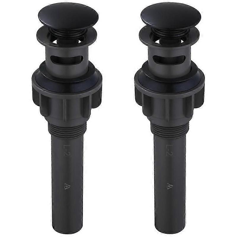 Bathroom Sink Drain With Overflow 2 Pack, Matte Black Pop-up Drain Stopper Vanity Sink Clicker Drain Stopper