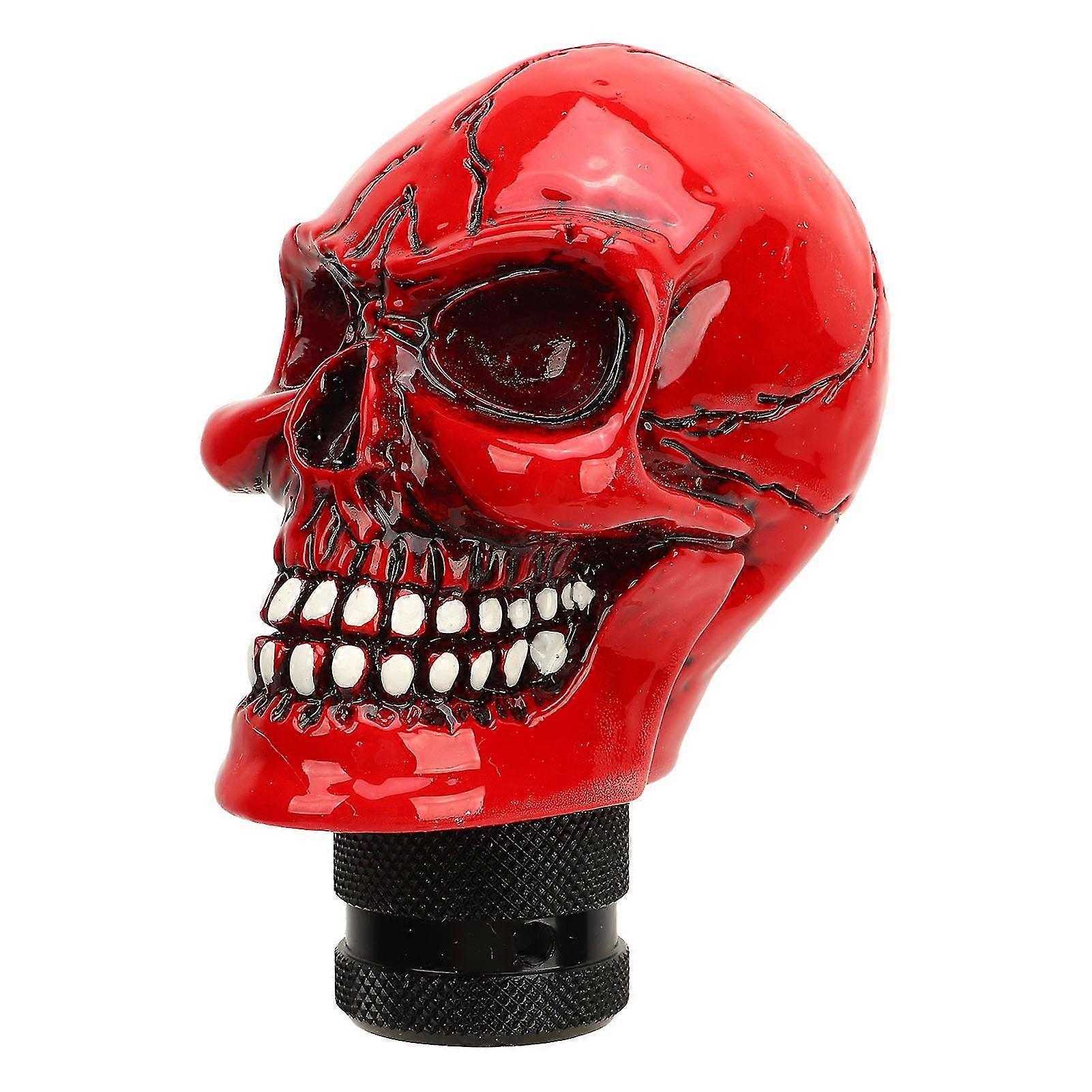 Universal Red Skull Gear Shift Knob - Resin Manual Lever Handle compatible with Cars