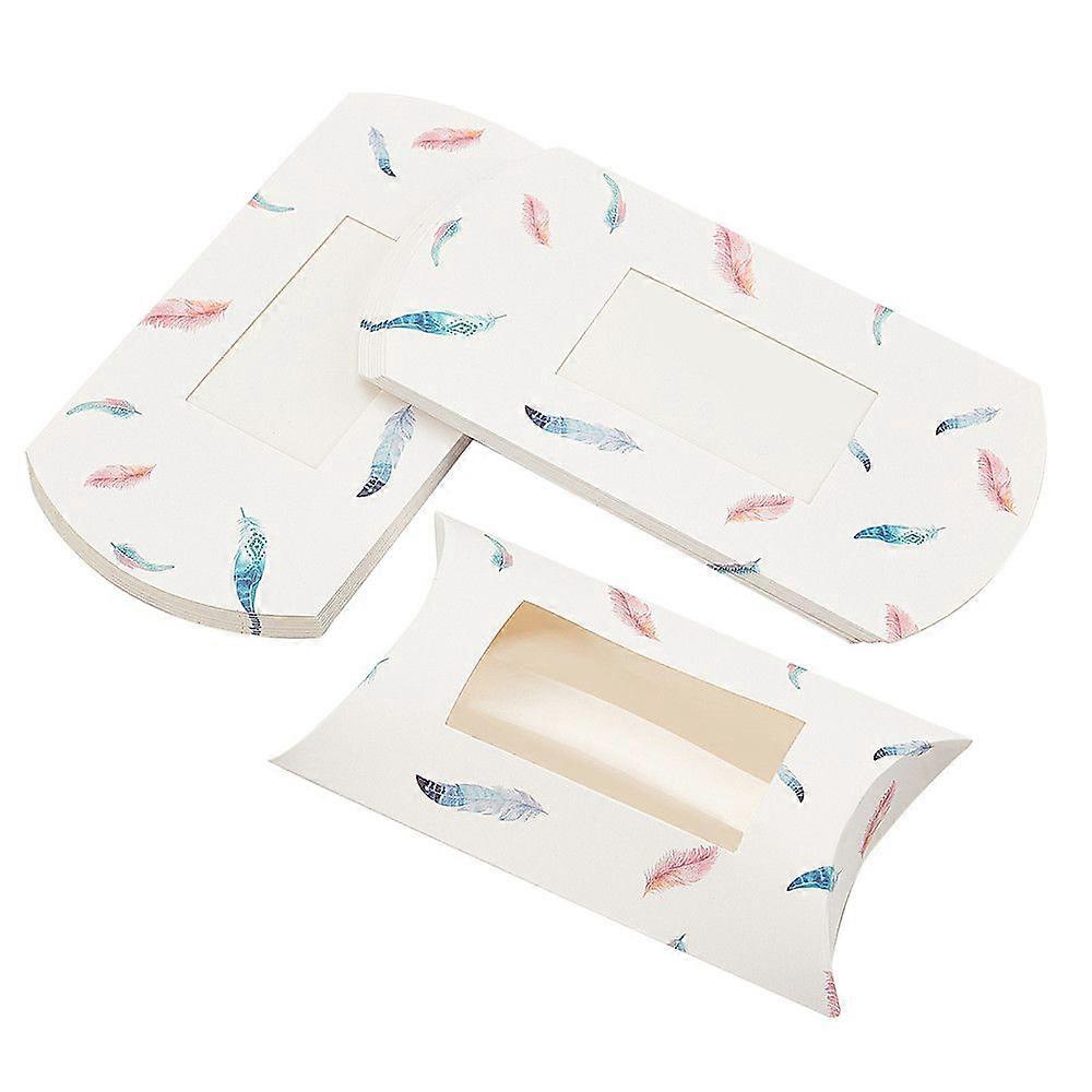 Paper Pillow Boxes Gift Candy Packing Box with Clear Window Colorful 17.5x10x3.8cm