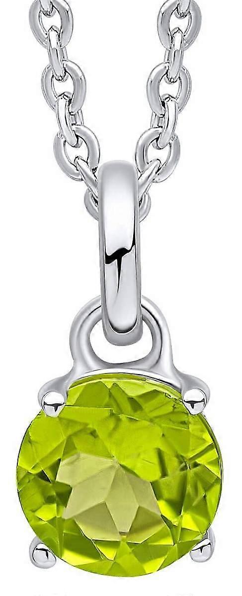 Beginnings Round Semi Precious Pendant - Silver/Green