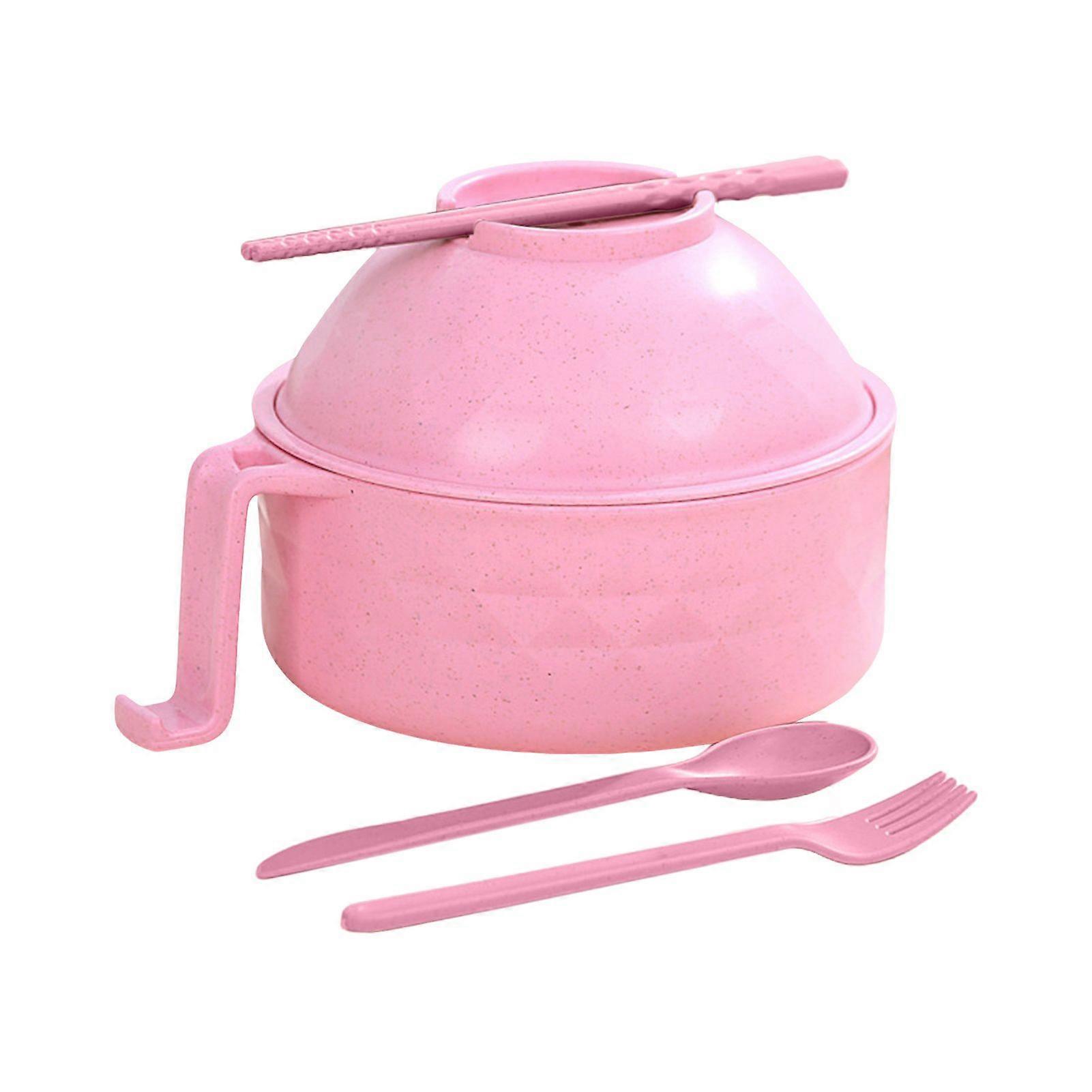 Ramen Noodle Cooker Bowl Set with Handles Spoon Quick Ramen Cooker for College Dorm Room Portable BPA-Free Ramen Pot Creative Design Phone Holder Easy