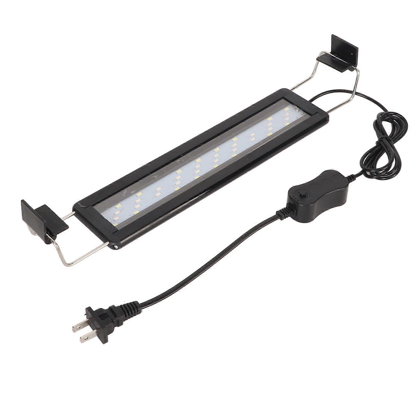 LED Aquarium Light Color Changing 3 Levels Adjustable 4 Rows Fish Tank Light with Extendable Brackets Black US Plug 110V
