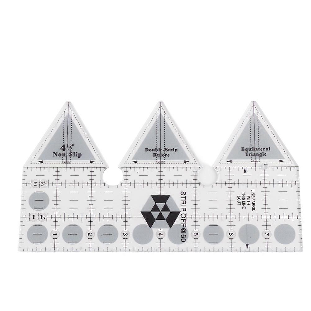 Ruler Grids 45/60/90 Degree Double Strip Ruler Transparent Acrylic Non Slip Quarter Triangle Cutting