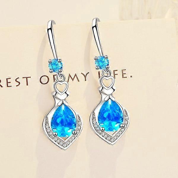 New S925 silver temperament hibiscus drop mid-length earrings