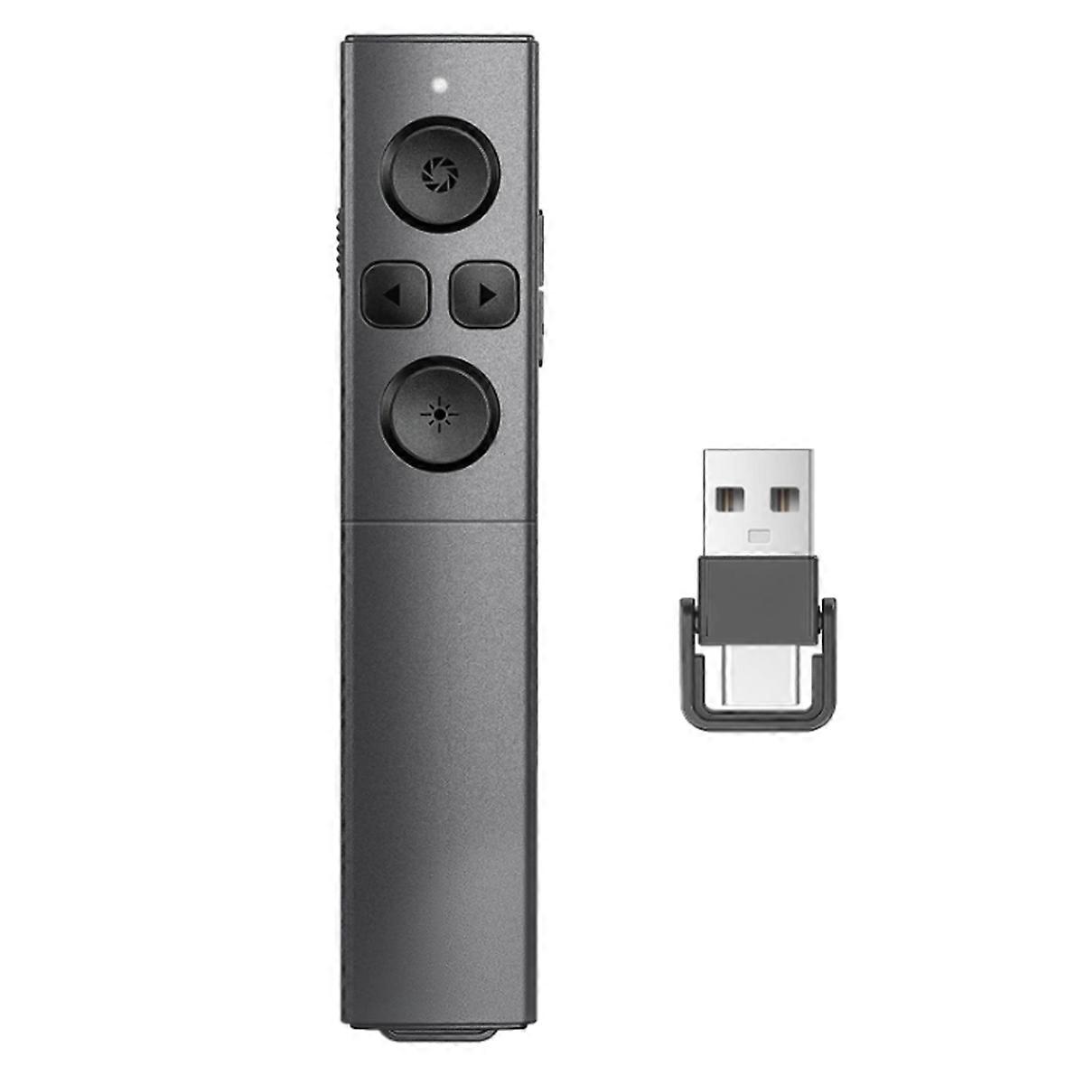 Presenter Clicker Wireless PPT Clicker,2-In-1 USB A/C Powerpoint Clicker for Slide Volume Control