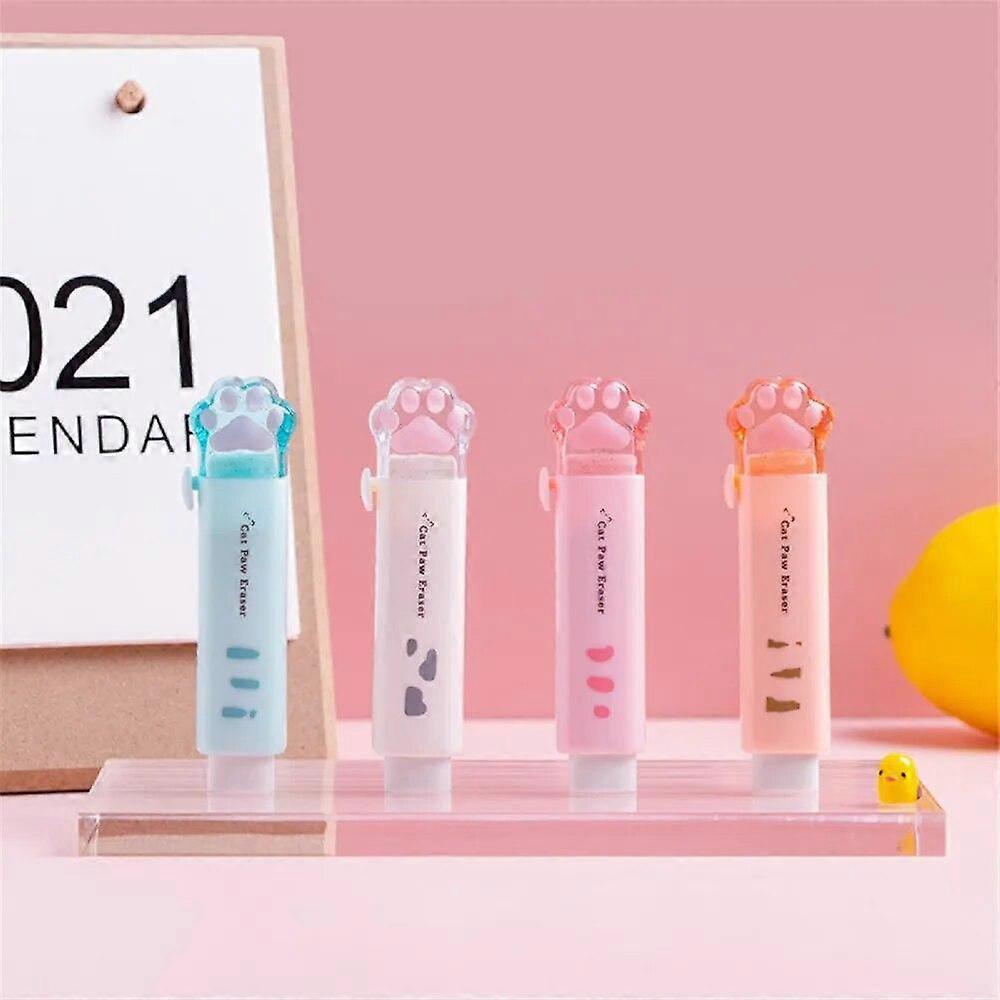 Generic Eraser Retractable Rubber, Retractable Eraser With Eraser Refills, Cat Paw Erasers, Sliding Retractable Eraser For Fun Party Favor And Kids Students Writing Office School Supplies 4 Pcs