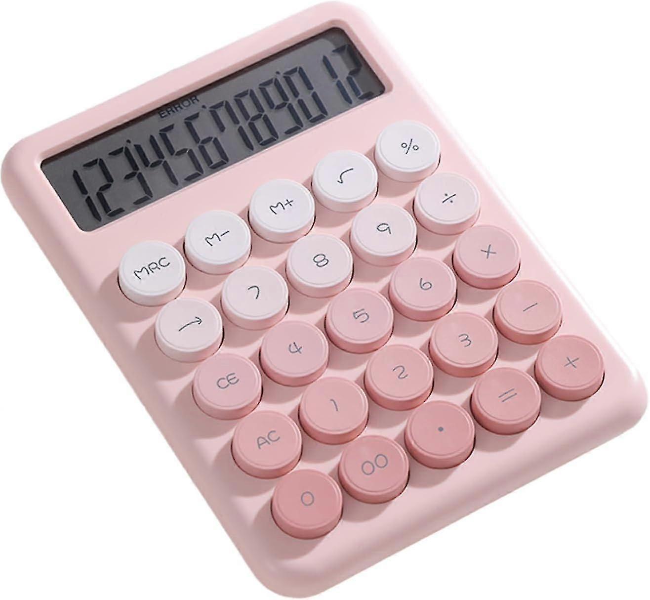Mechanical Calculator,12 Digit Large LCD Display and Big Round Buttons Gradient Colour Desktop Calculator,15Tilt Screen Electronic Calculator