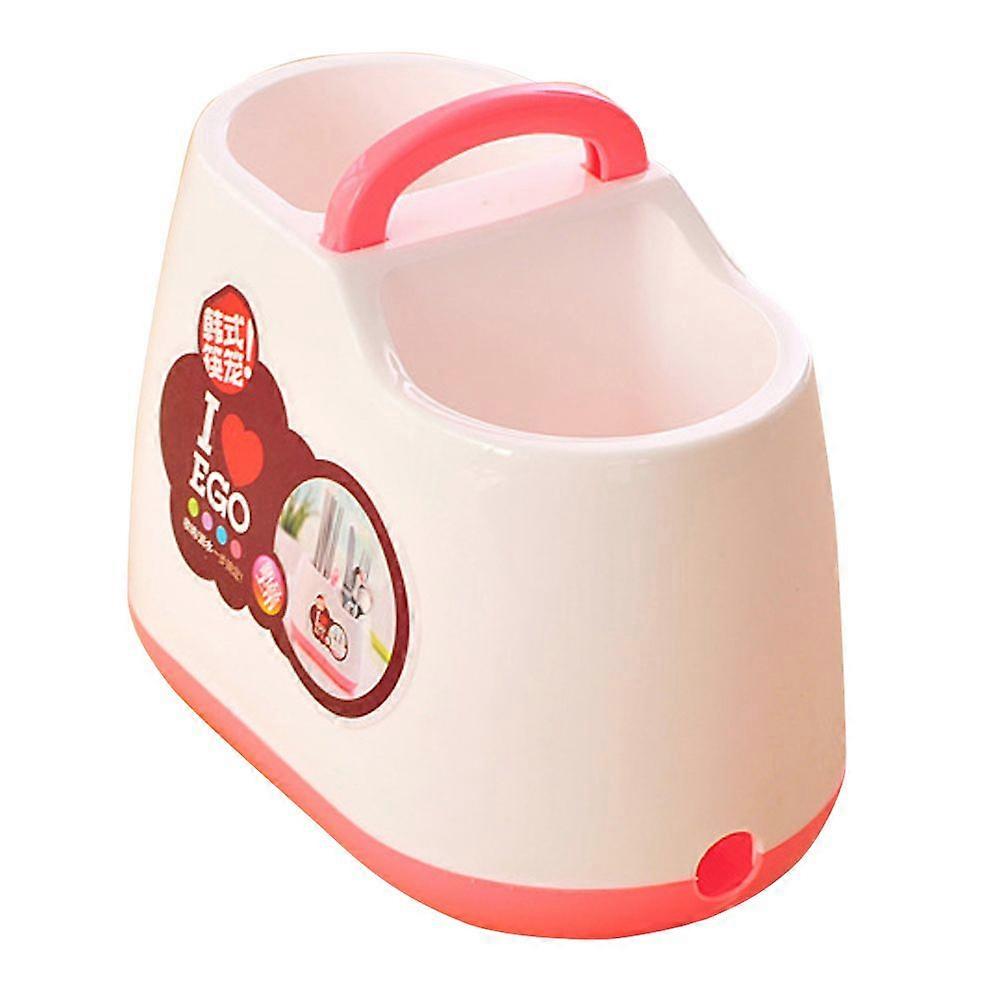 Tableware Storage Organizer Holder Box Drying Rack for Kitchen Tools with a Handle(Pink)