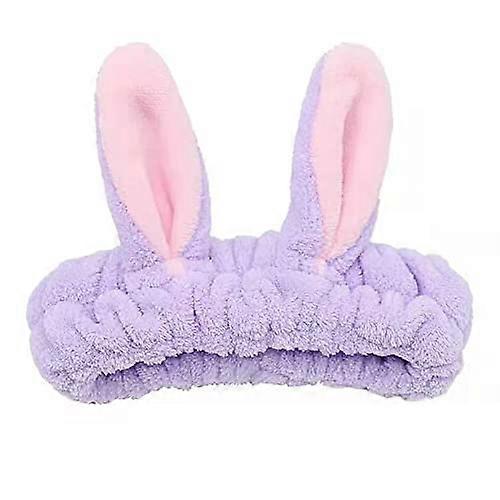 Fluffy Rabbit Ears Makeup Headband for Shower and Face Washing
