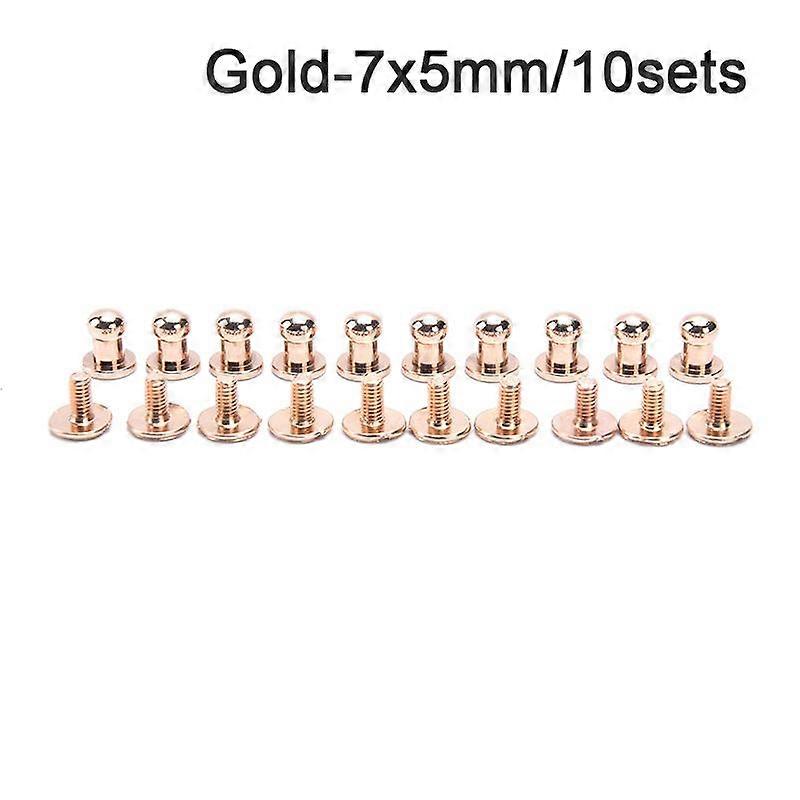 10Set Solid Brass Round Head Stud Spot Diy Handmade Leather Screw Nail Rivet