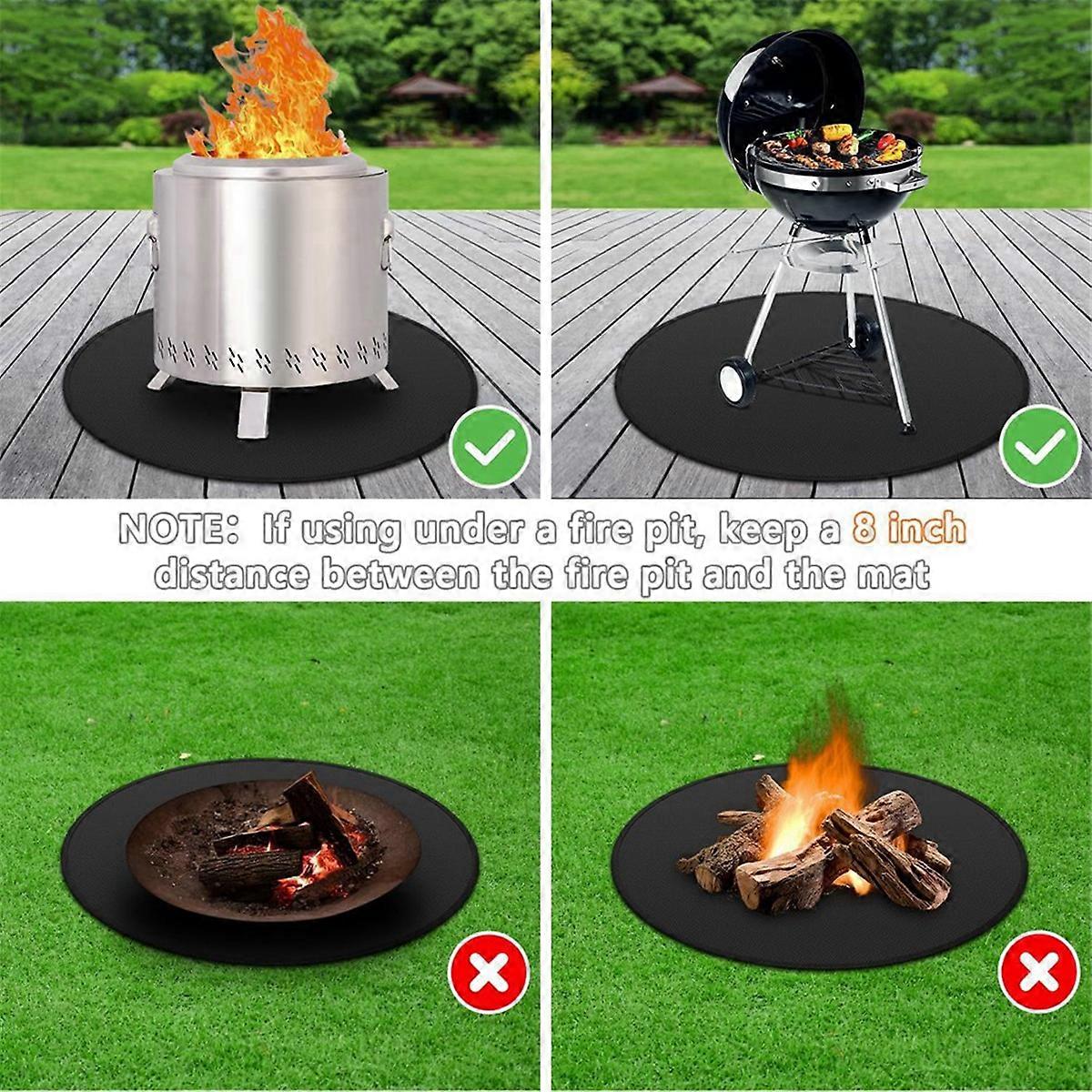 Fire Pit Mat for Bonfire,Double-Sided Fireproof Firepit Mat Round Fire Pit BBQ Mat for Under Grill