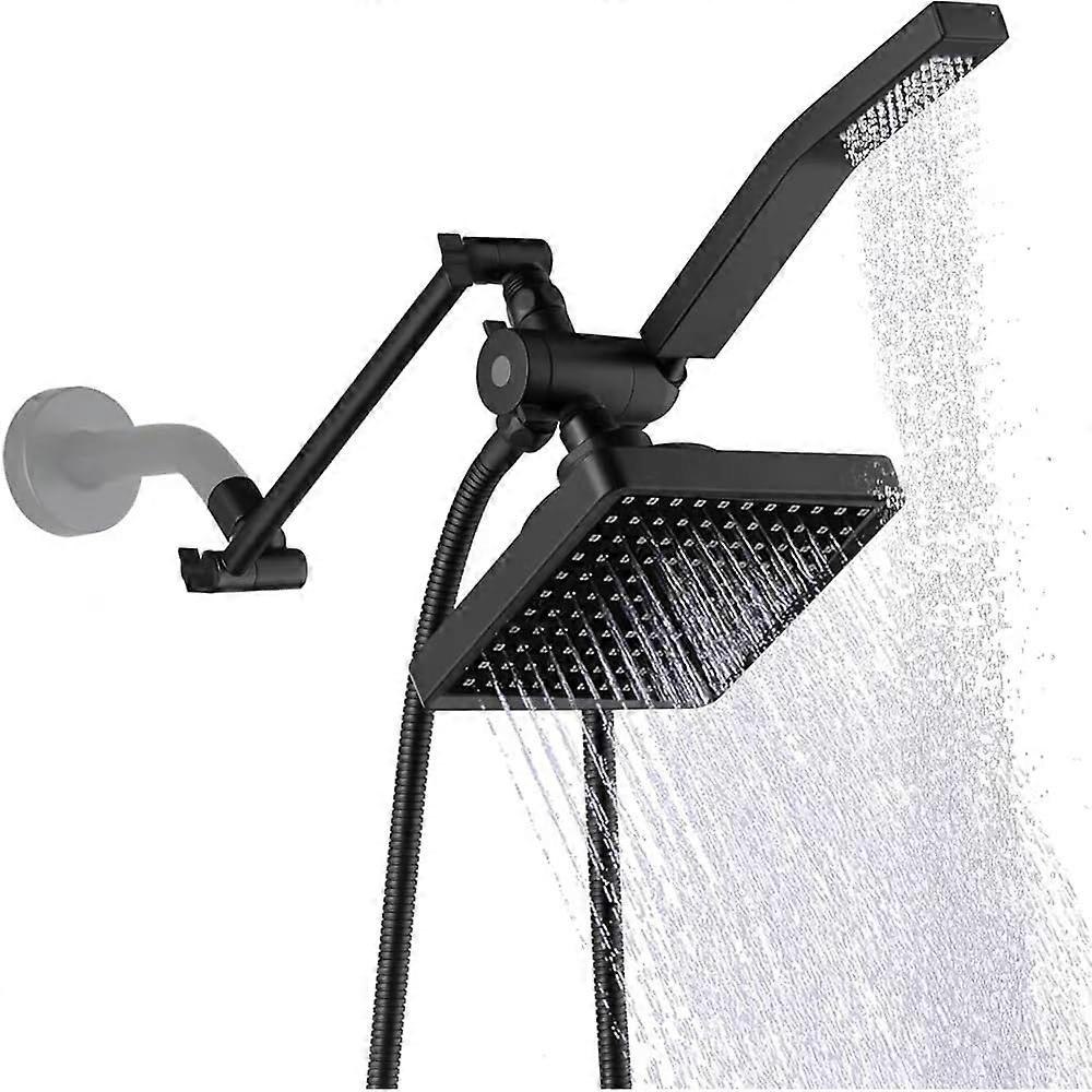 Matte Black High Pressure Square Dual Shower Head Combo