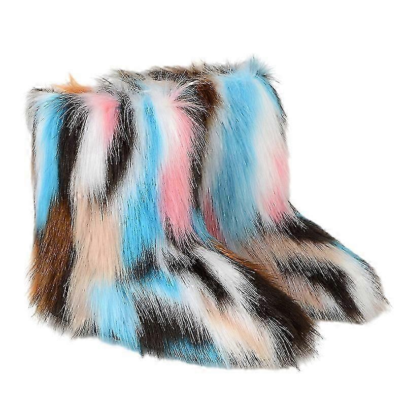 Women's Faux fur Boot, Furry Fluffy Short Snow Boot