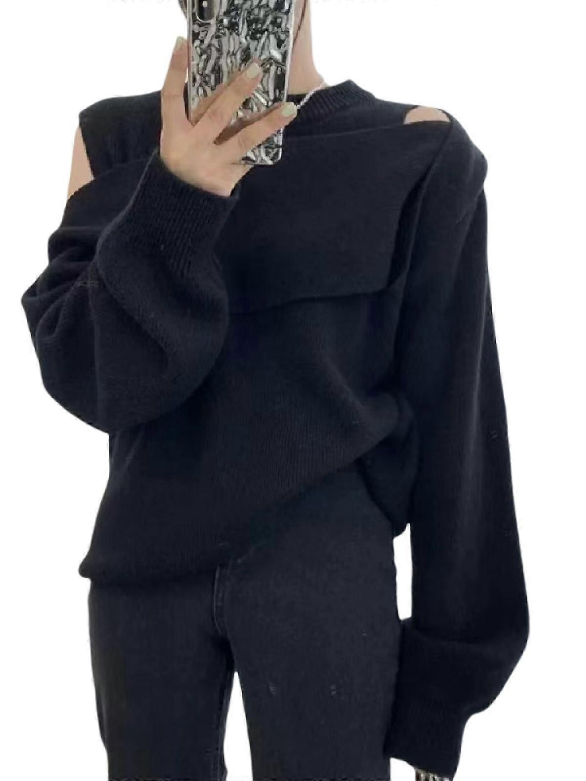 2022 Herbst Winter Damen Schulterfrei Pullover Langarm Lose Strickpullover Pullover Pullover Tops