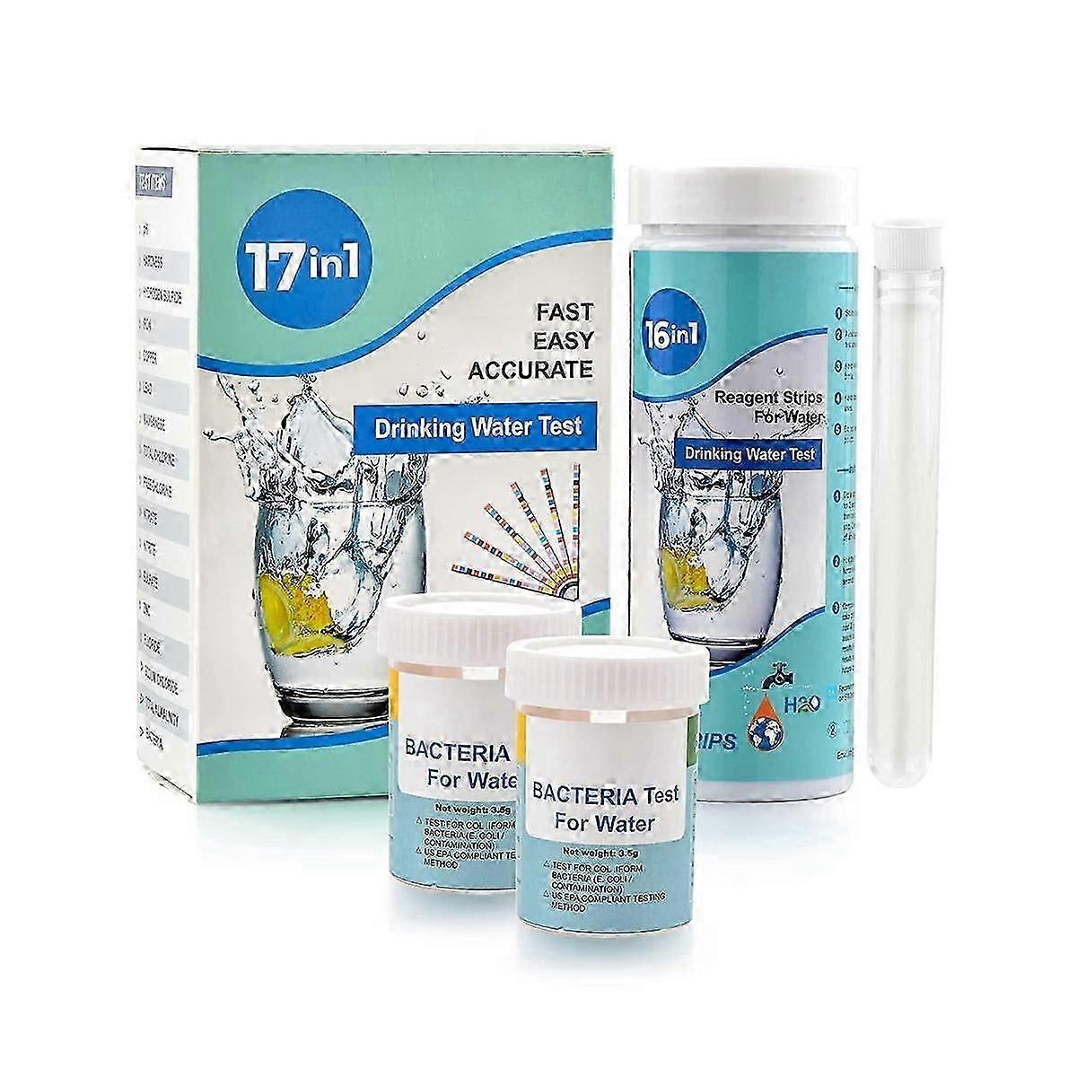 einzigartiges 17-in-1-komplettes Wassertestkit, 100 Streifen + 2 Wassertestkits für einfaches Testen von Trinkwasser