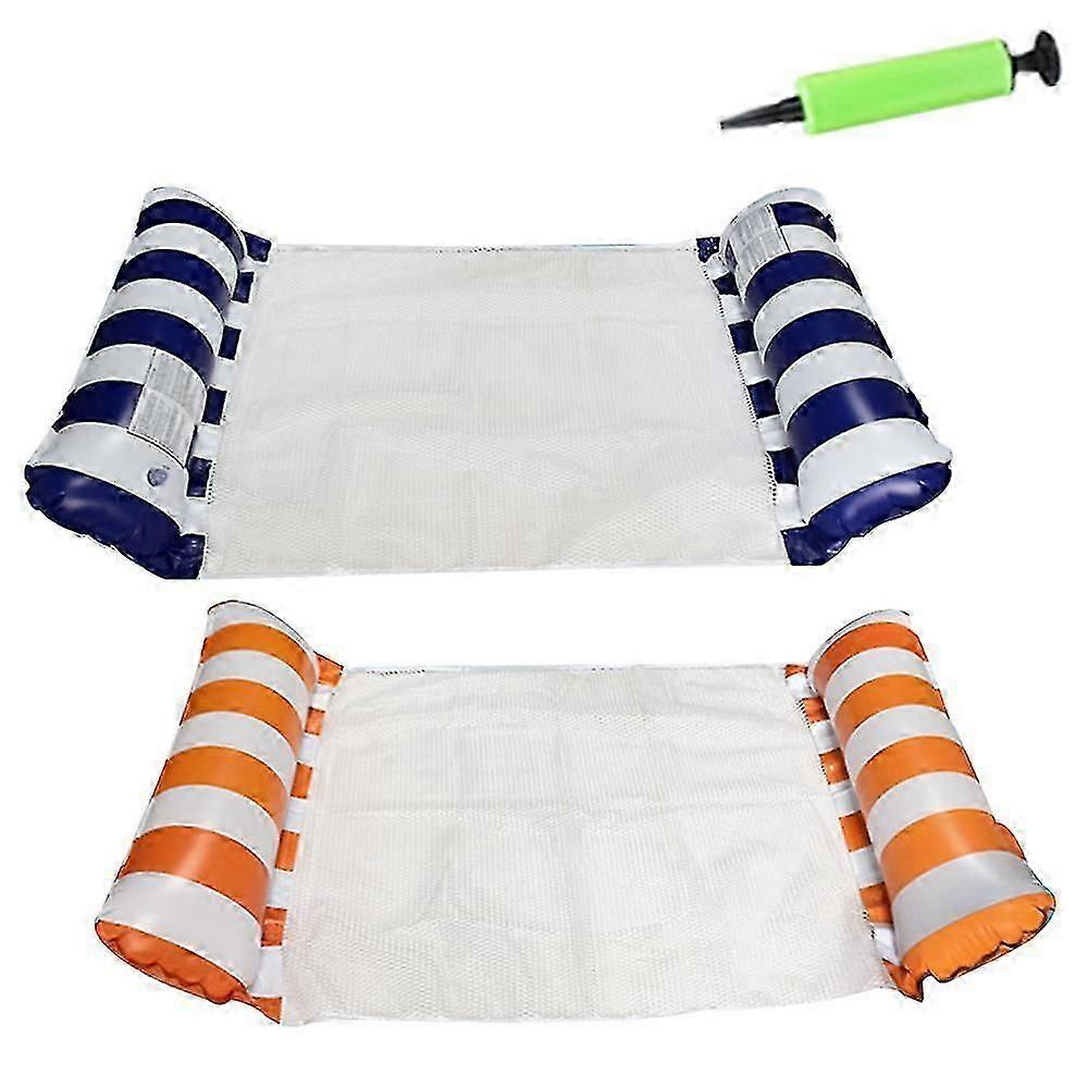 2 Pack Hammock Inflatable Pool Float, Multi-purpose Swimming Pool Accessories As Water Lounge Chair