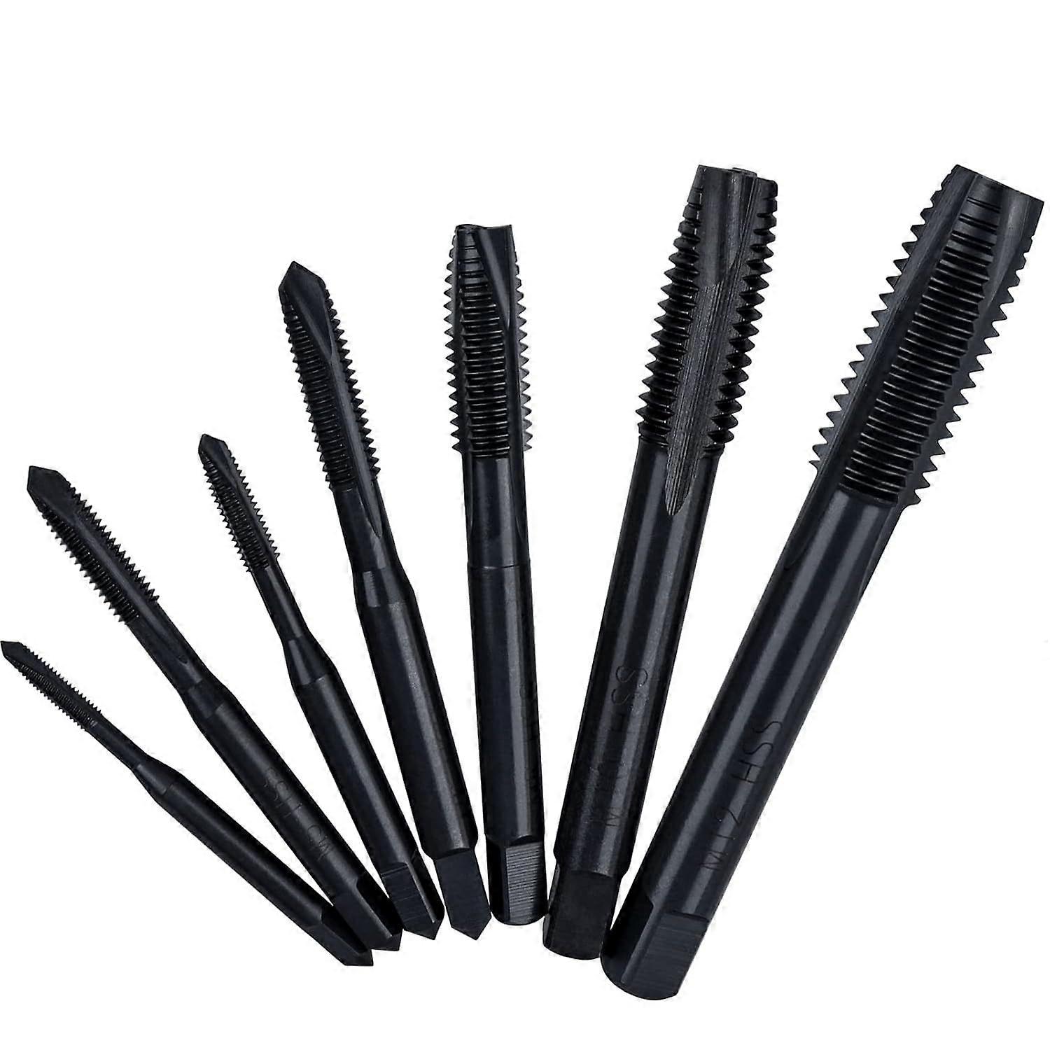 7Pcs Metric Thread Taps HSS Machine Screw Thread M3 M4 M5 M6 M8 M10 M12 Straight Flute Taps Threading Tapping Tool