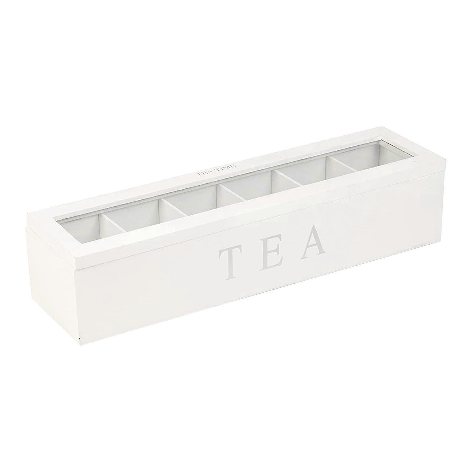 Rectangular Tea Organizer Kitchen Organiser Wooden Tea Storage Box for Instant