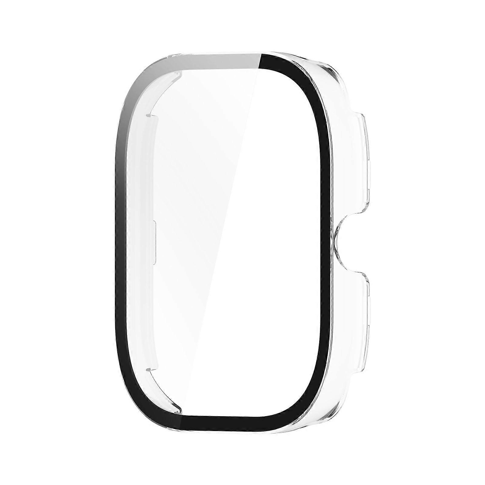 Çizilmez Muhafaza Koruyucu Kılıf + Ekran Koruyucu Saat için 4 Kapaklı Temperli Cam Film Smartwatch Hepsi Bir Arada Kabuk Şeffaf beyaz