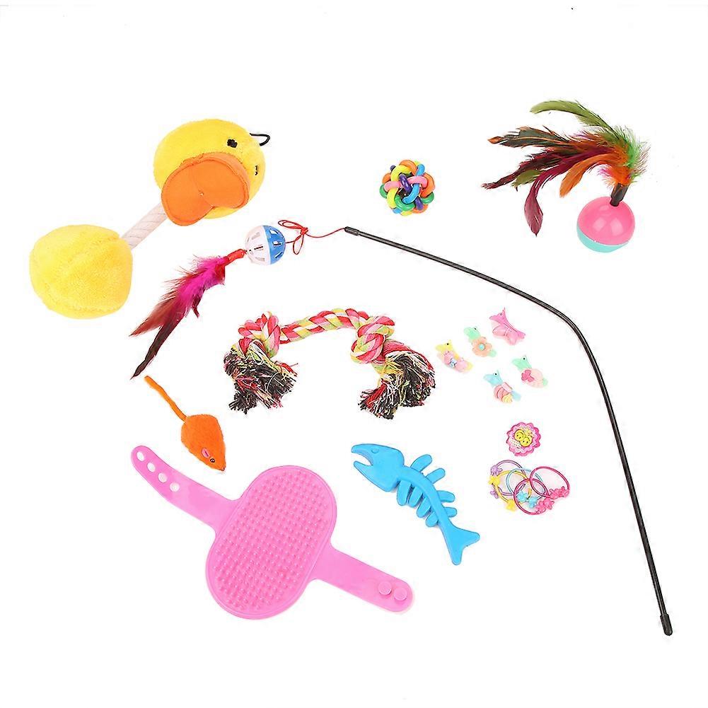 18pcs/ Set Reble Silicone Cat Toy Set Kitten Teaser Exerciser Gift Interactive Toys