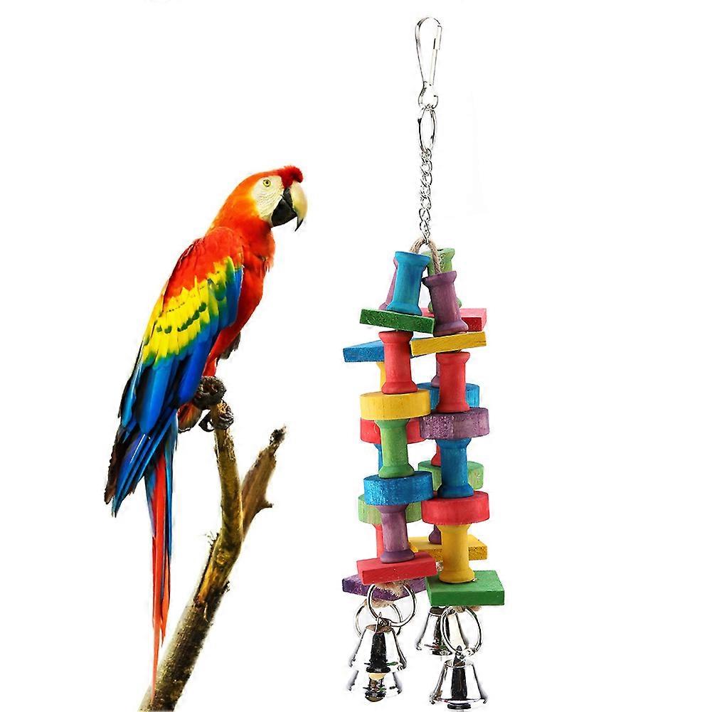 Jouet à mâcher suspendu en bois pour perroquets – Jouet de jeu d’oiseau