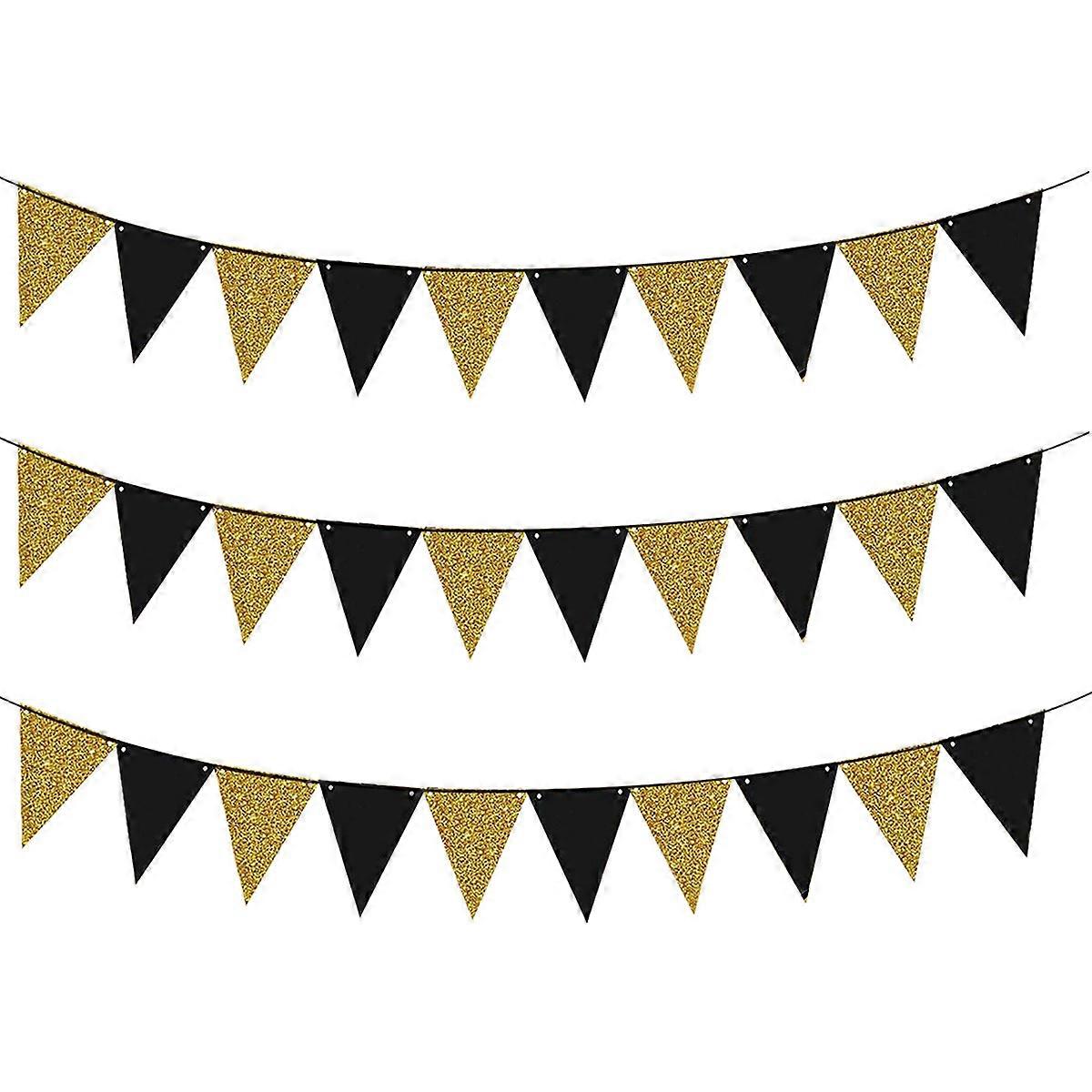 Party Decorations, Glitter Paper Triangle Flags, Bunting Banner