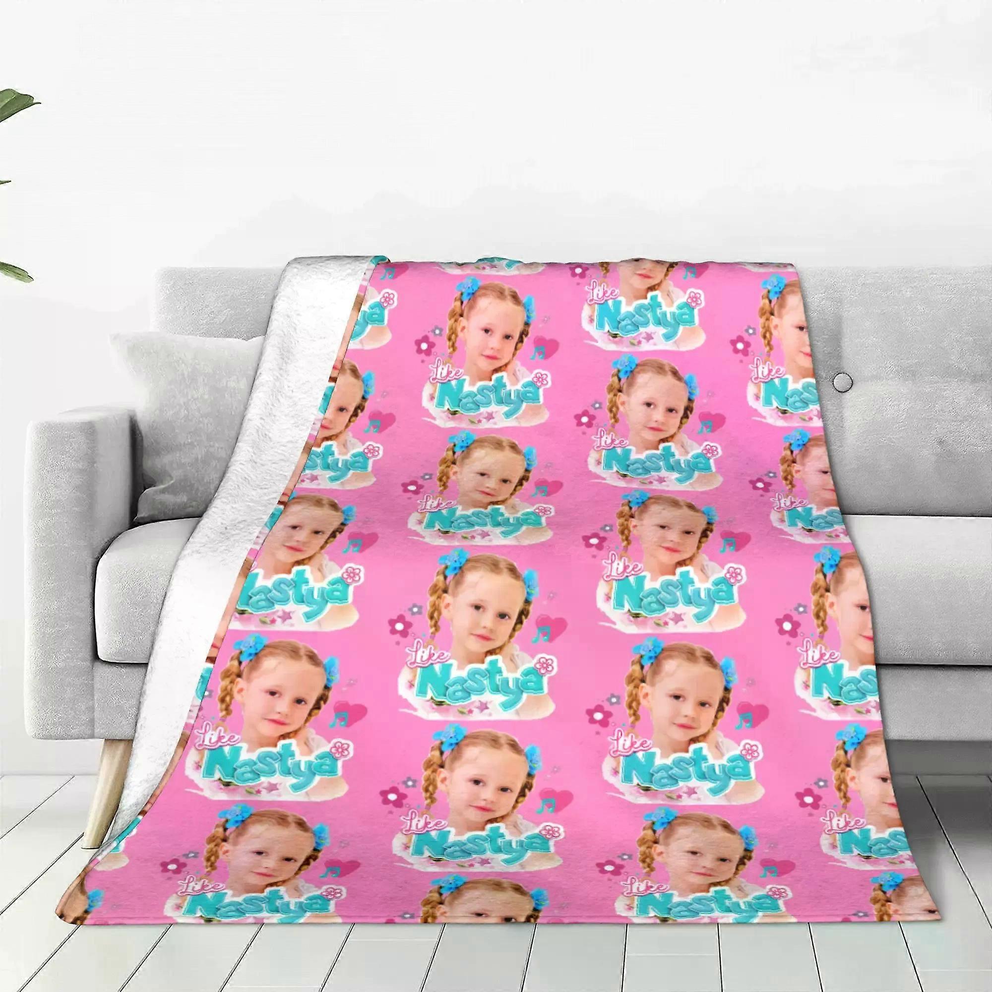 Kawaii Cute Like Nastya Girl Velvet Throw Blankets  Blankets for Bed Travel Lightweight Thin Plush Thin Quilt