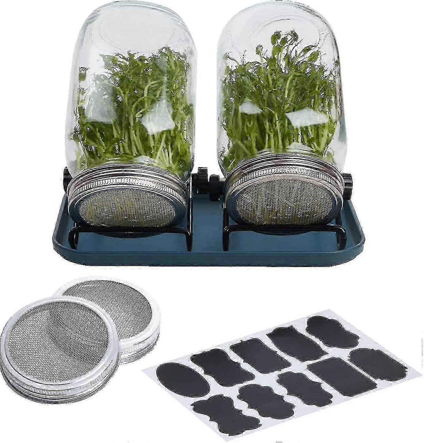 براعم تزايد كيت ، الفولاذ المقاوم للصدأ الشاشة تنبت الأغطية ، الفولاذ المقاوم للصدأ تنبت تقف مع ملصق تسمية صينية بالتنقيط لفم واسع ميسون الجرار Canni