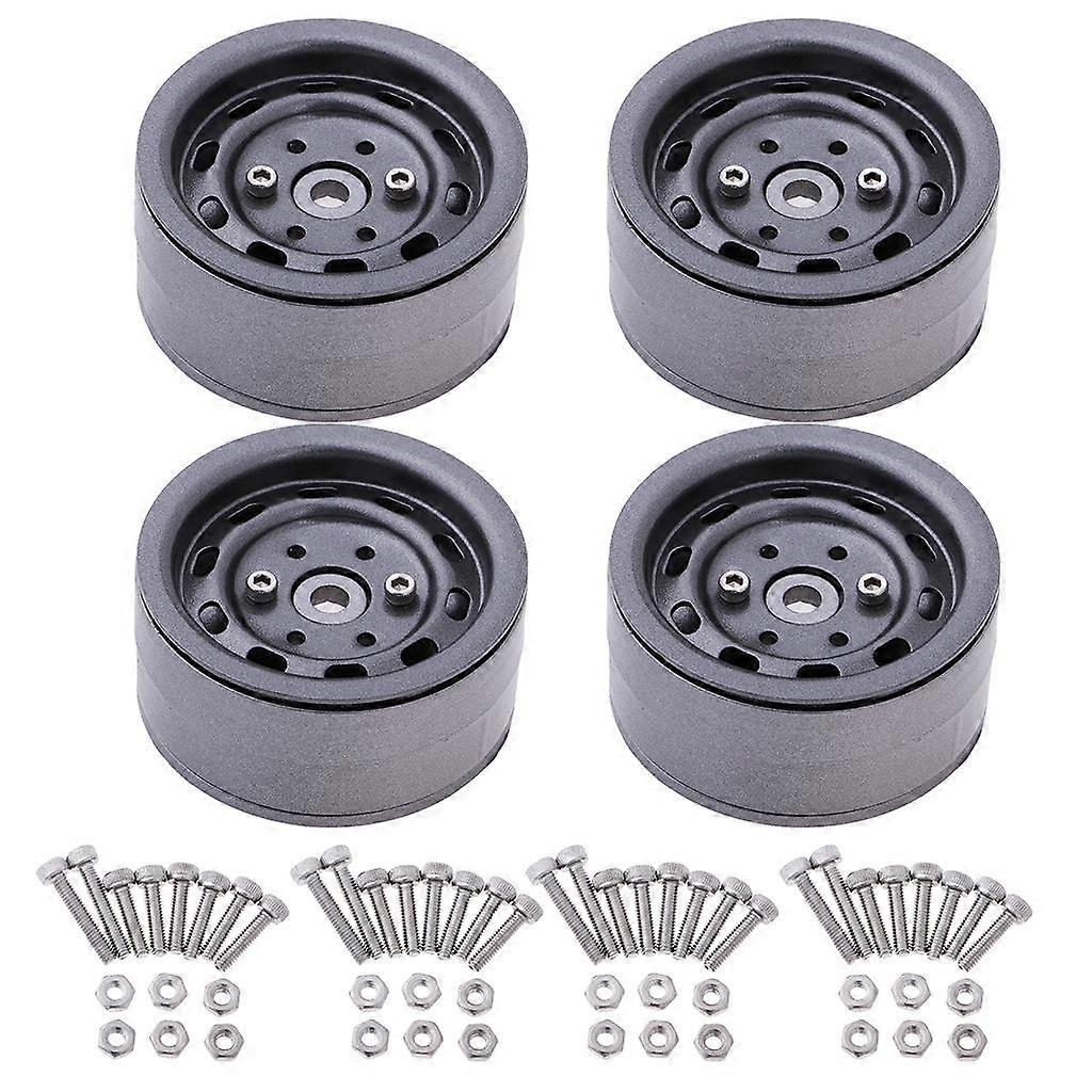 4pcs Alloy Beadlock Wheel Rims for 1/10th -4 SCX10 CC01 RC Crawler Gray