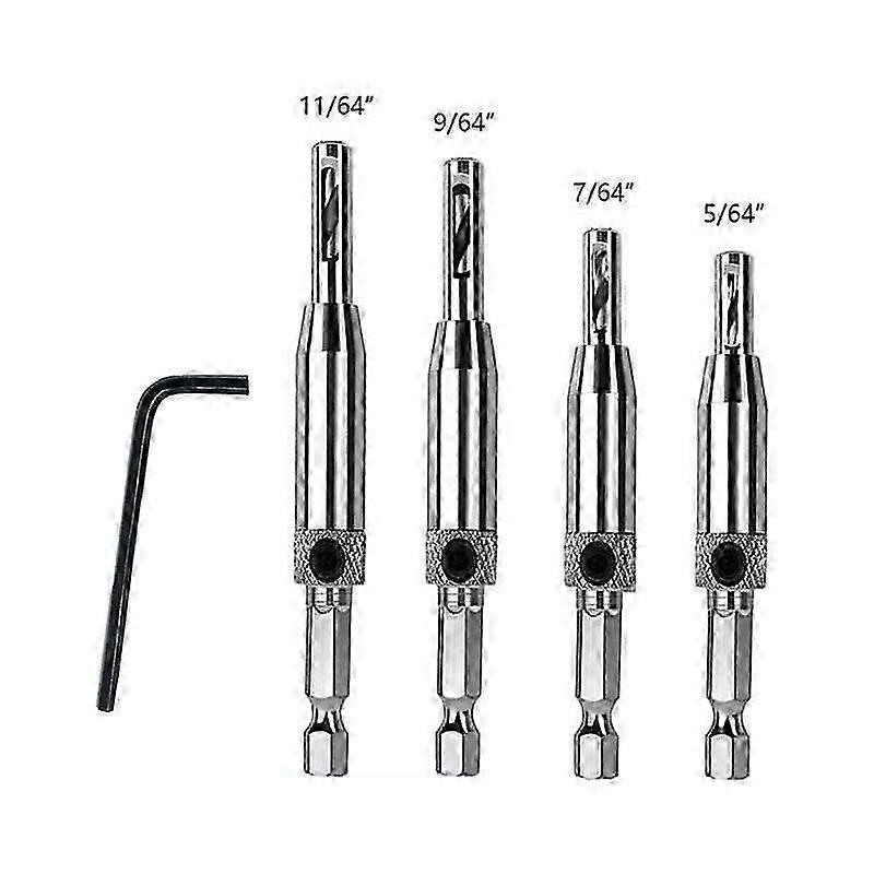 4-Piece Self-Centering Hinge Drill Bit Set for Hinged Drawer Rail
