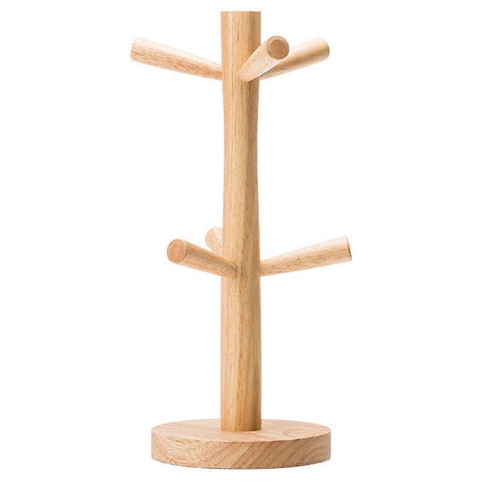 6 Hooks Mug Holder Tree,Wooden Cup Holder,Tea Coffee Mug Cup Tree