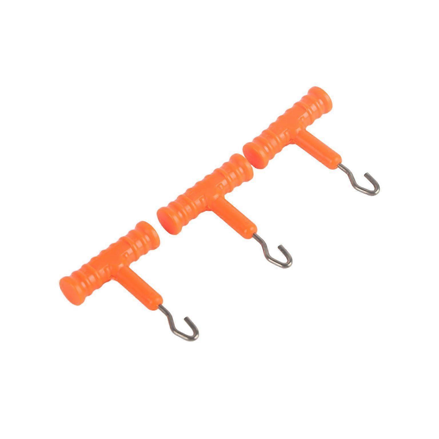 3pcs Stainless Steel Fishing Hook Rig Line Knot Puller - Orange