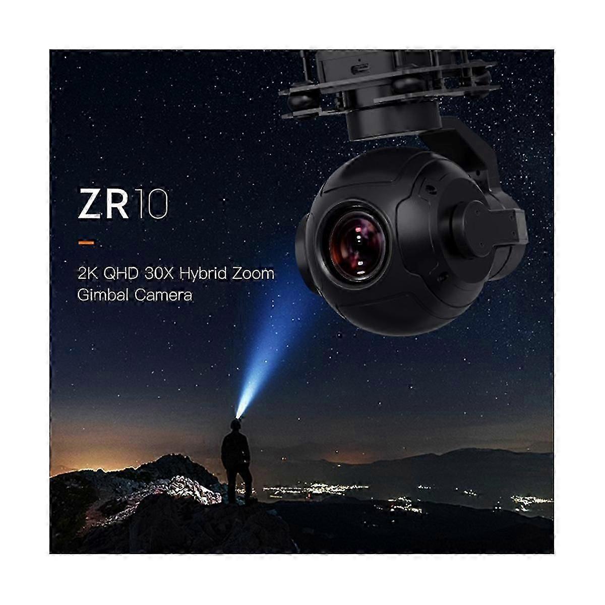 ZR10 2K 4MP QHD 30X Hybrid Zoom Gimbal Camera with 2560X1440 HDR Night Vision 3-Axis Stabilizer Light for Quadcopter