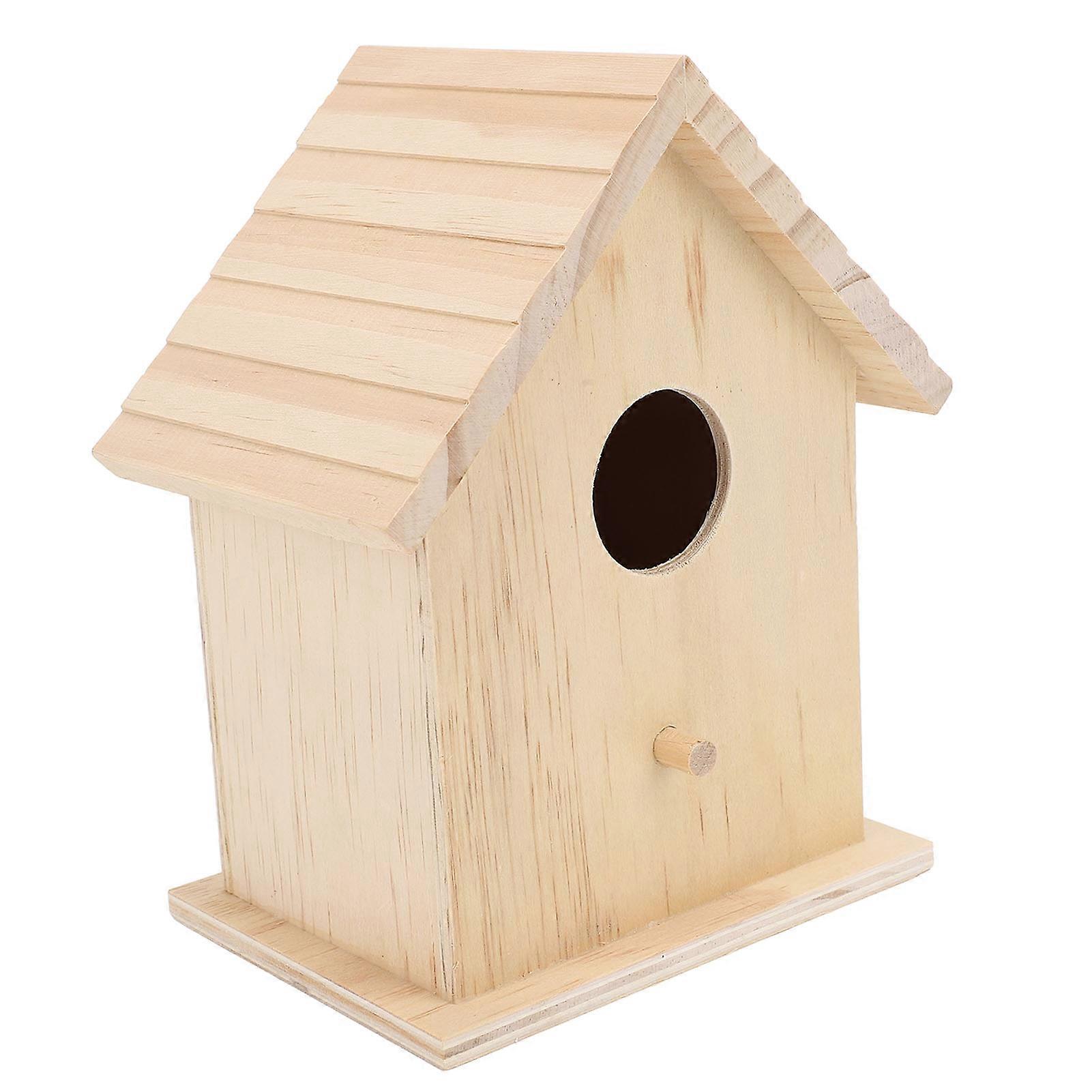 Bird House Paintable Unfinished Wood Bird Breeding Nesting Box for Pet Birds Rest Relax