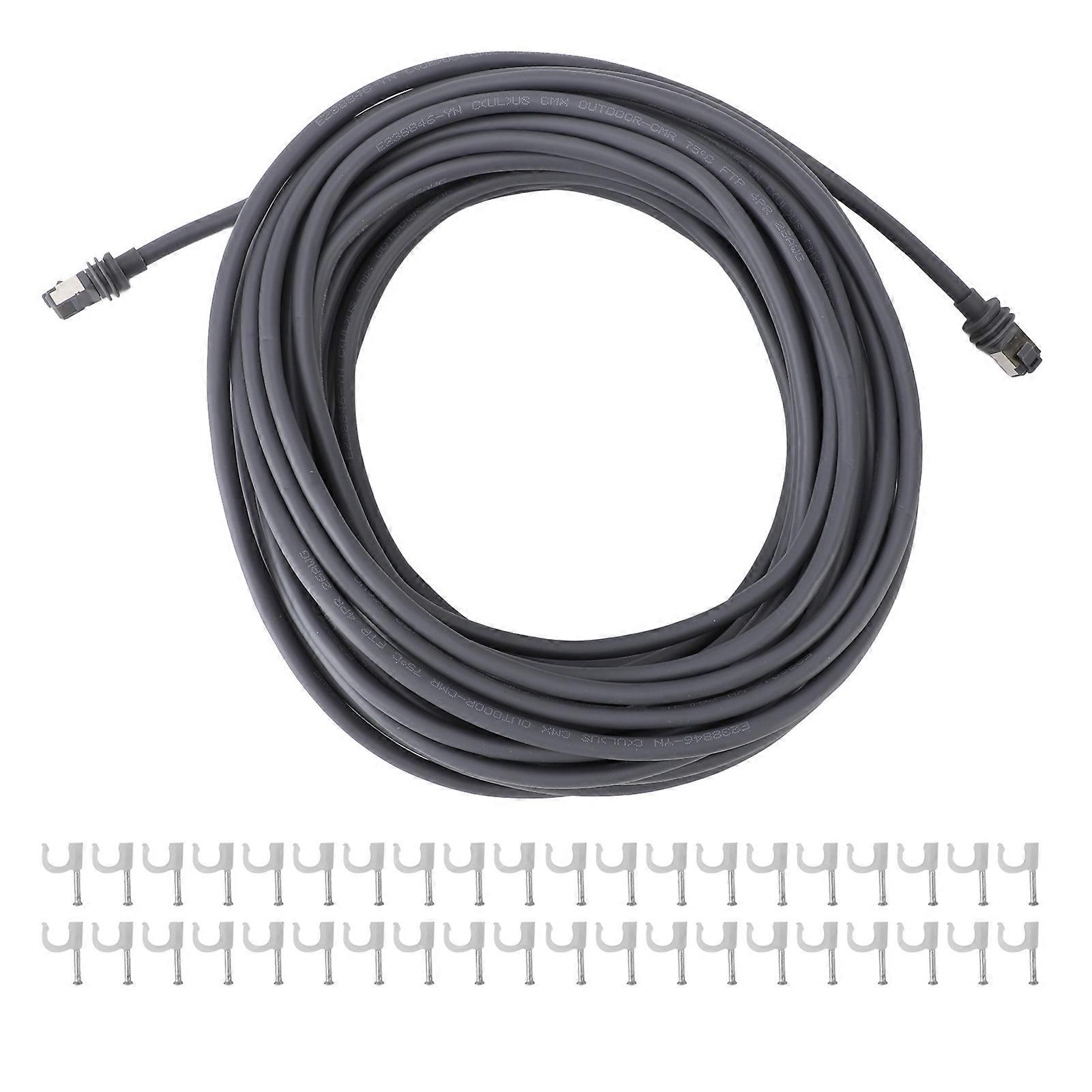 Replacement Cable for Starlink Gen3 V3 IP68 Waterproof 1200Mbps High Speed Space Saving Rectangular Satellite Extension Cable with Cable Clips 50ft/1
