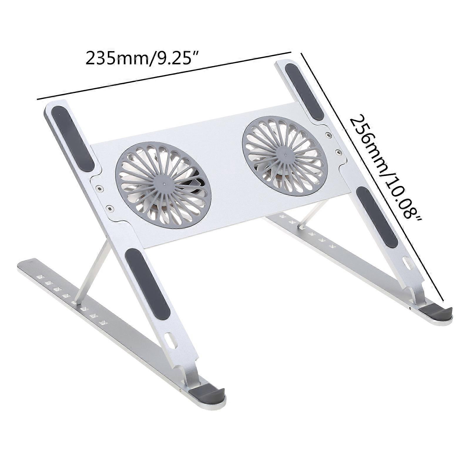 Boneruy Foldable Laptop Extension Rack with Cooling Fans Holder Notebook Pad Bracket Riser Cooler silver