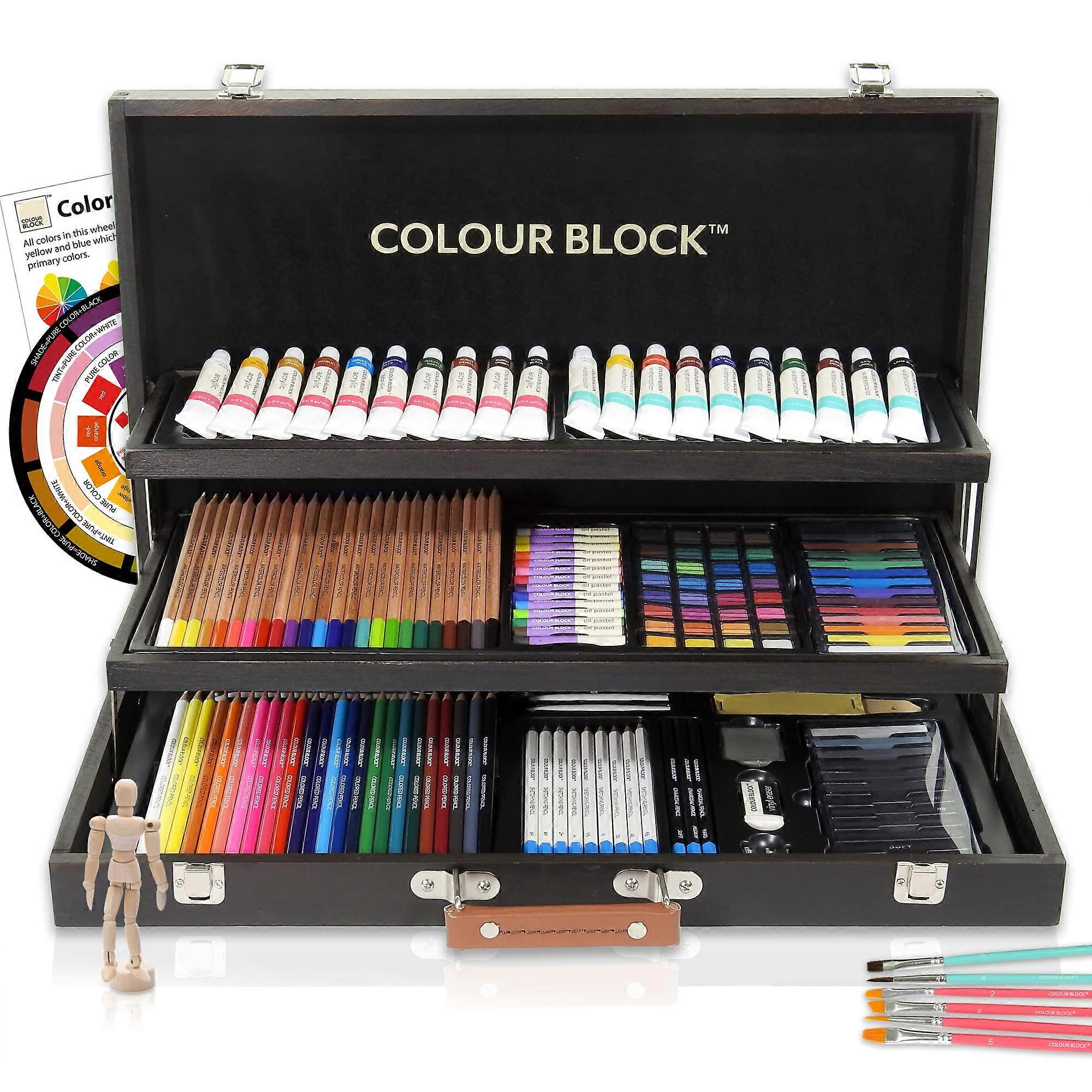 181 Piece Mixed Media Art Set for Sketching with Colored Pencils COLOR BLOCK