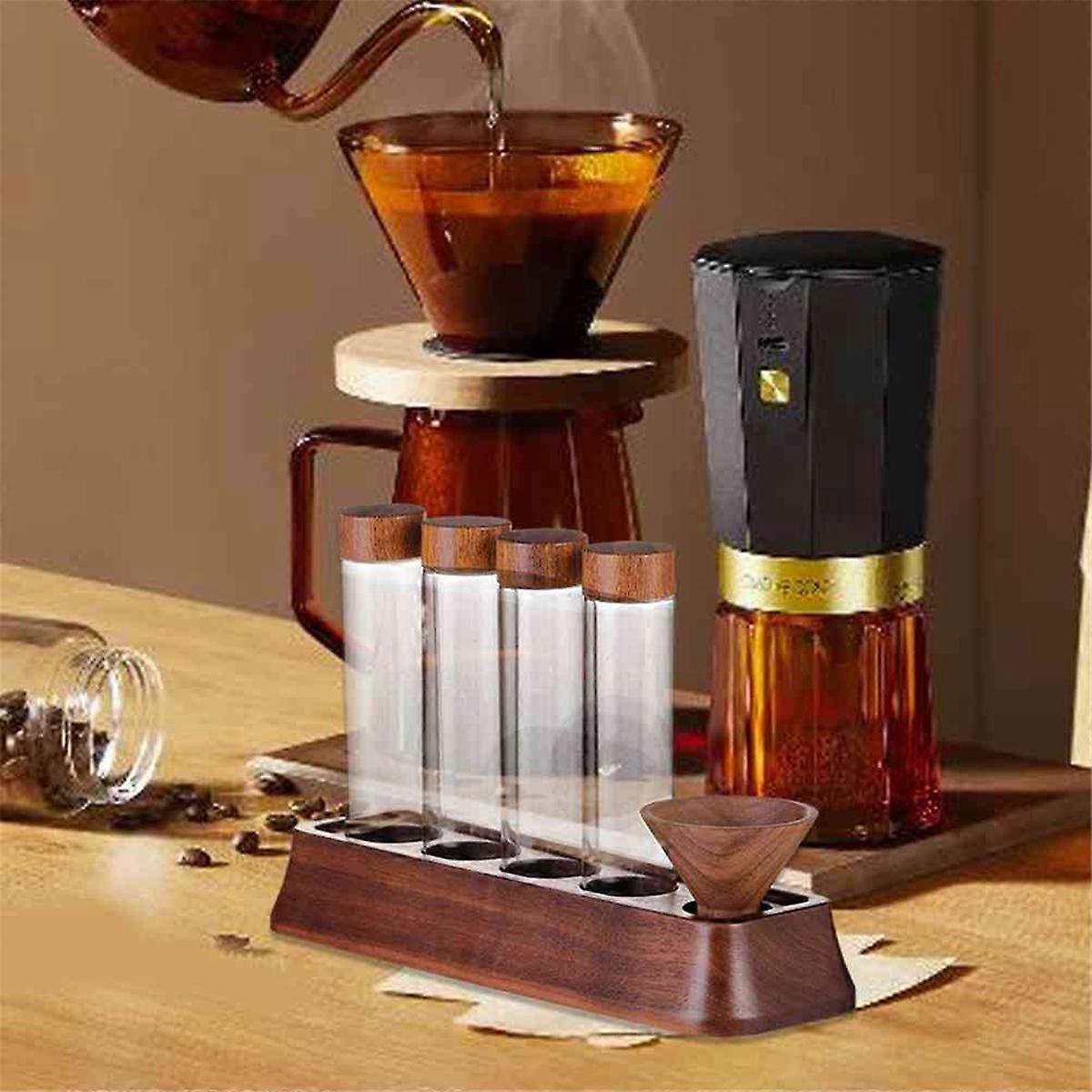 1 قطعة أنبوب زجاجي حبوب القهوة مع أداة خشبية C