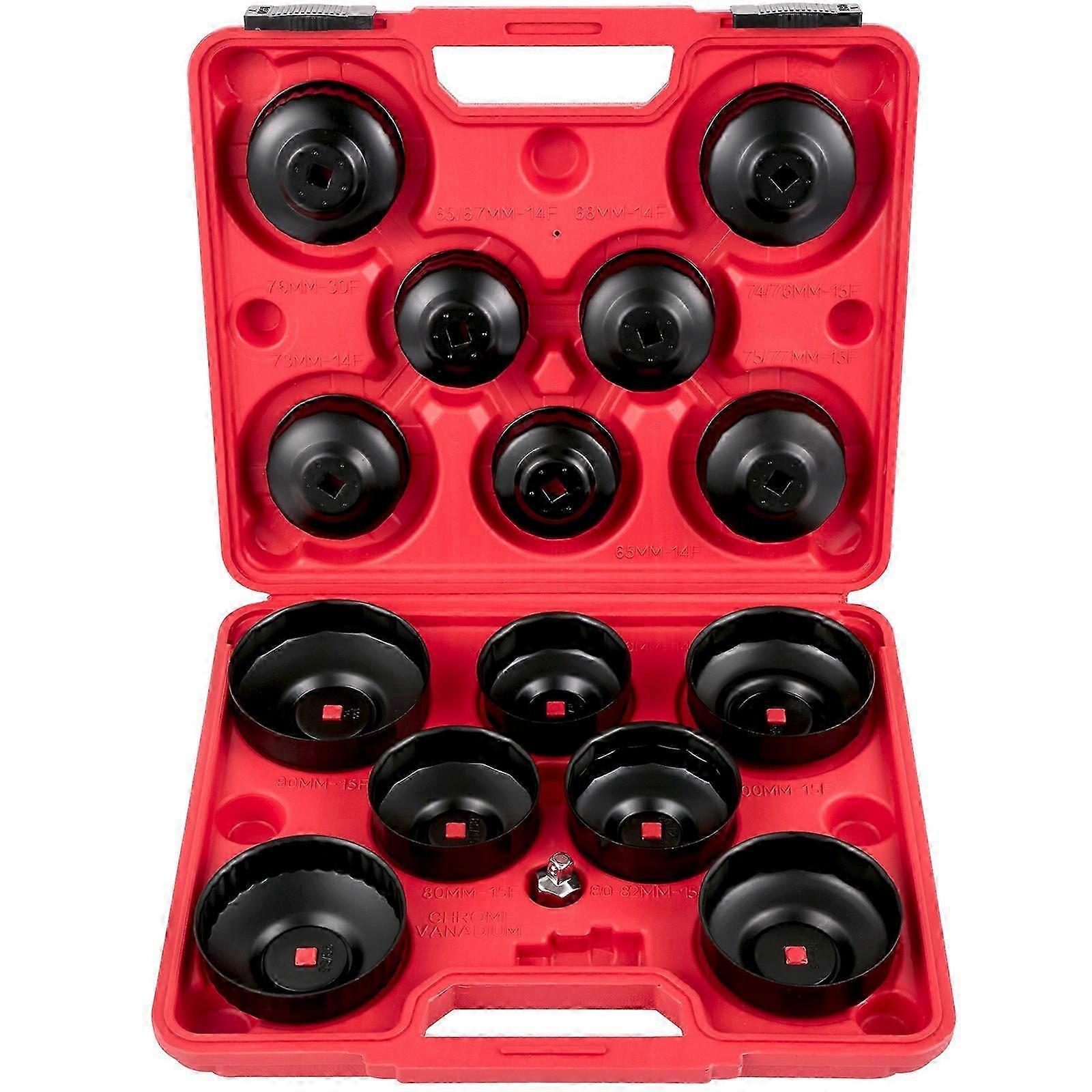 Oil Filter Socket Set, 14 Pcs Oil Filter Wrench Set, Sturdy Steel Oil Filter Socket, 3/8" , Low Profile Oil Filter Socket Set