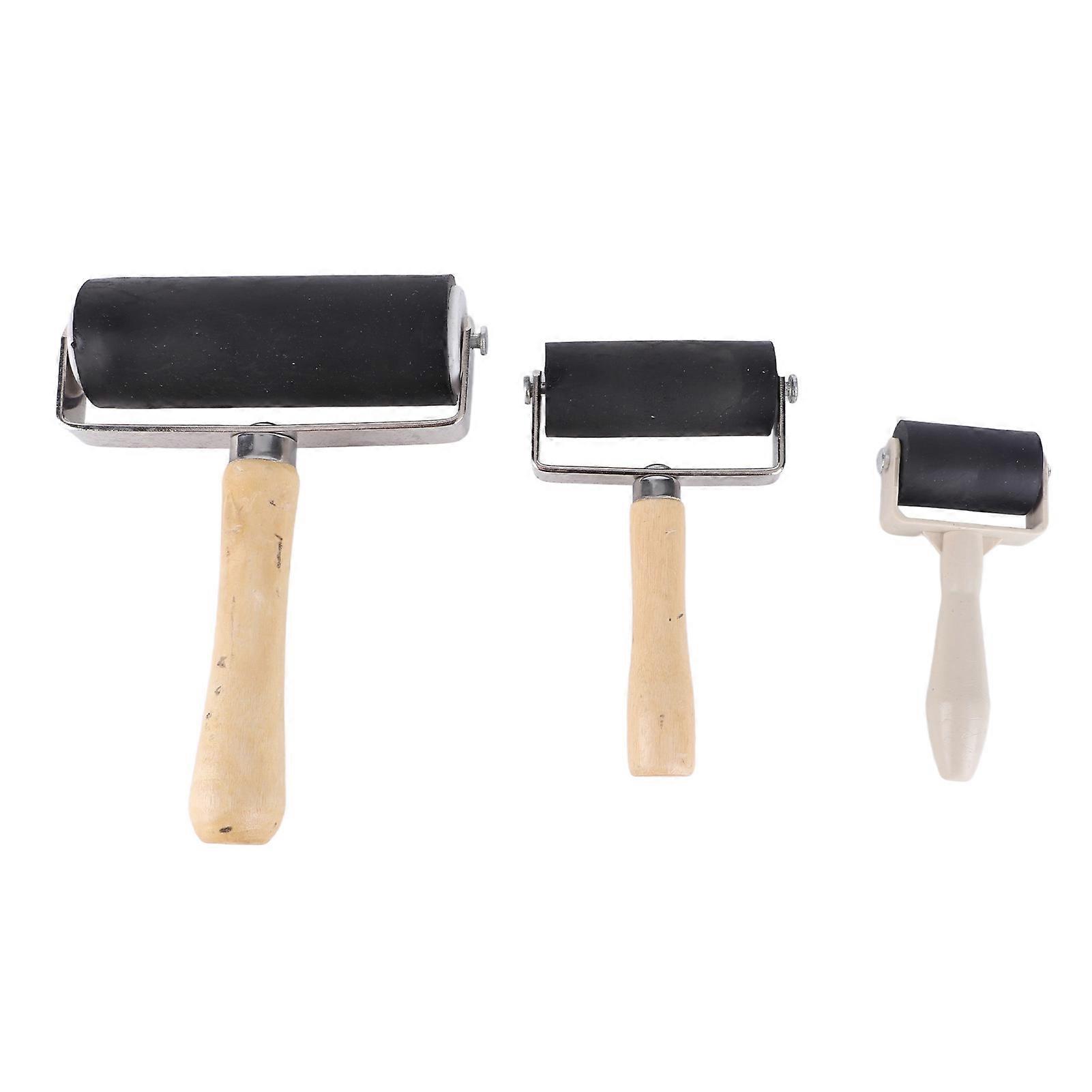 3 Pack Rubber Rollers for Crafts, Printmaking, Inking, Stamping, Tools and Supplies