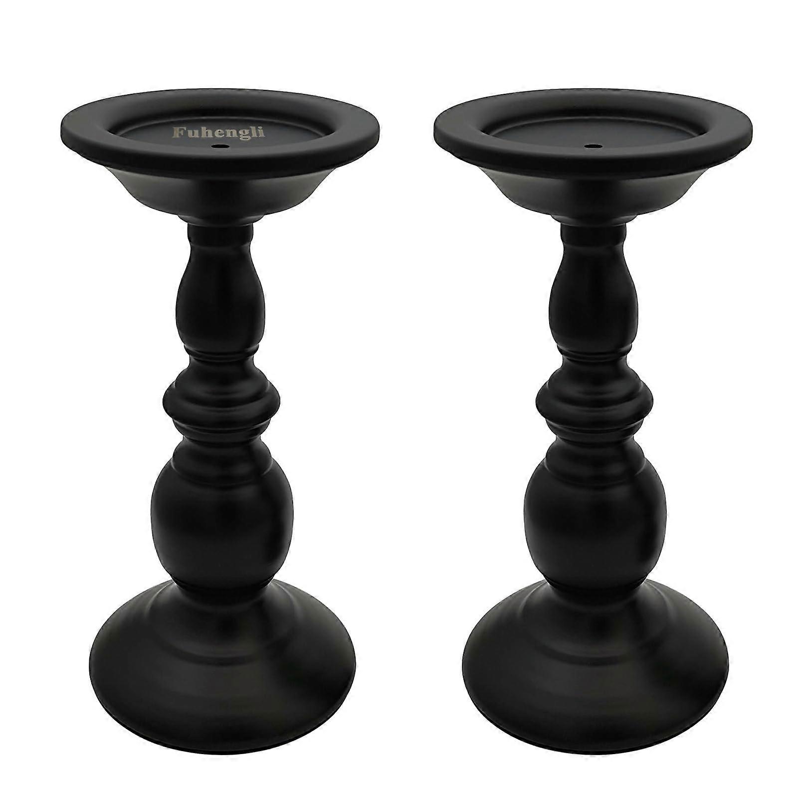 2 Pack Matte Black Candle Holders for Home Decor and Dining 8.7 Inches