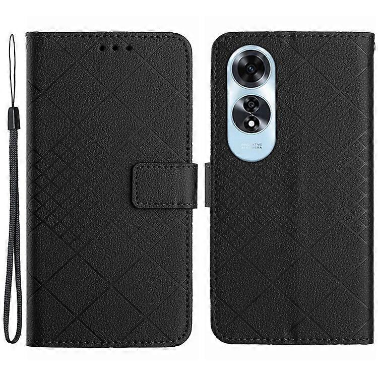 HT06 Compatible For Oppo A60 Case PU Leather Rhombus Pattern Stand Function Phone Cover