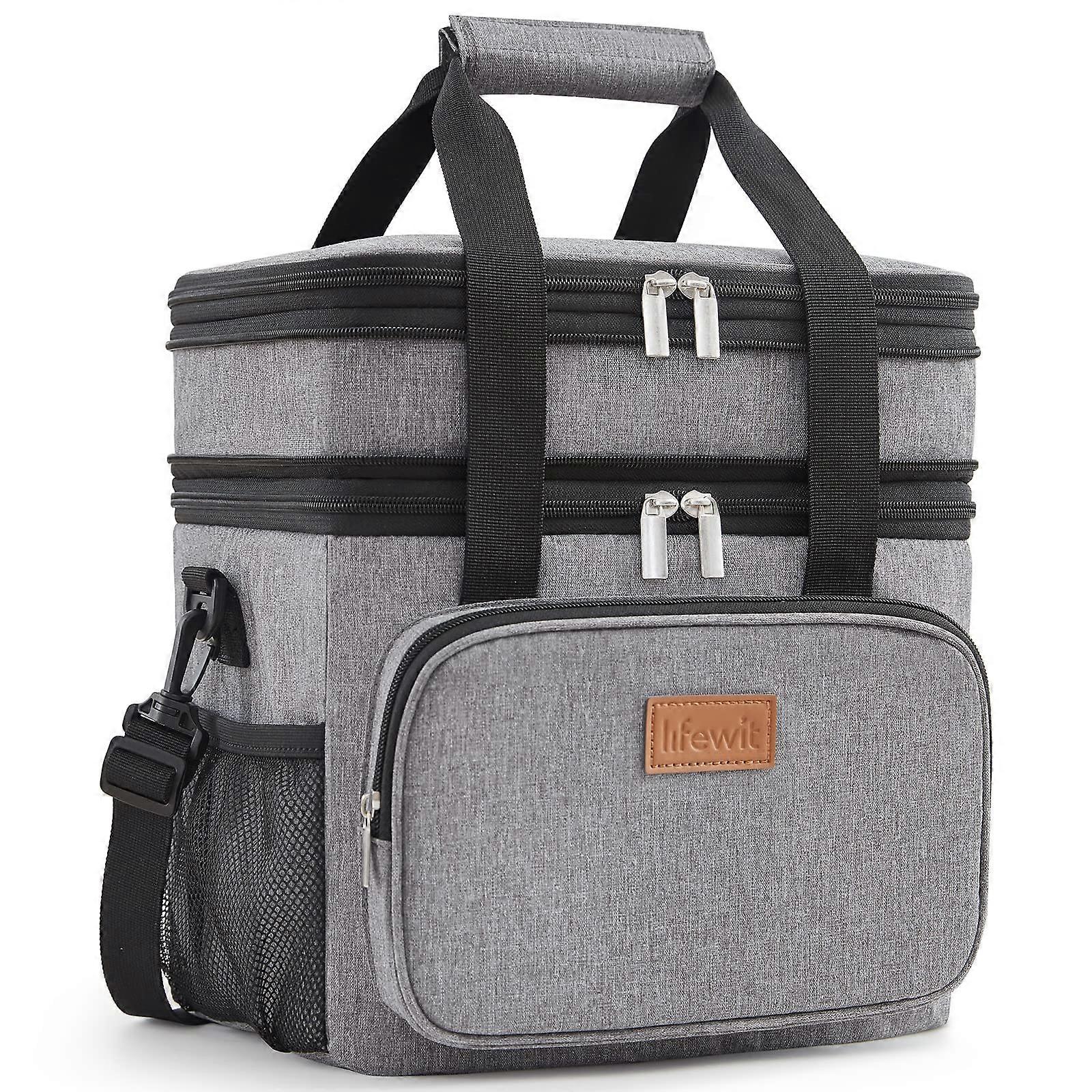 "Double Layer Insulated Lunch Bag for Men and Women, Large Soft Cooler Tote with Leakproof Design for Adults, Ideal for Work Travel"