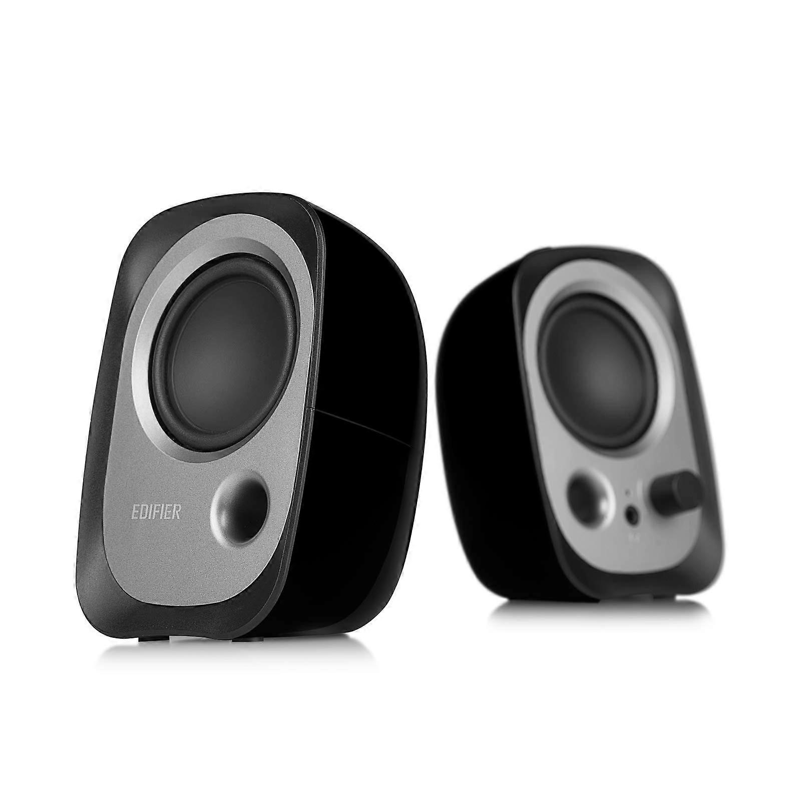 R12U Stereo Computer Bookshelf Active Speaker USB Powered Sleek Design - Black