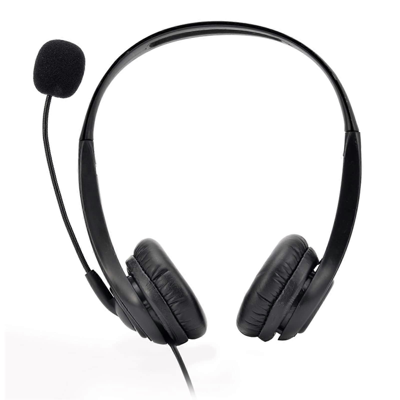 Call Center Headset with Microphone Double Sided Earphones USB Wired Adjustable Microphone Mute Control Button for Office Desk Computer Laptop