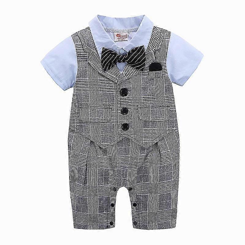 Baby Boys Formal Suit Set Short Sleeve Romper