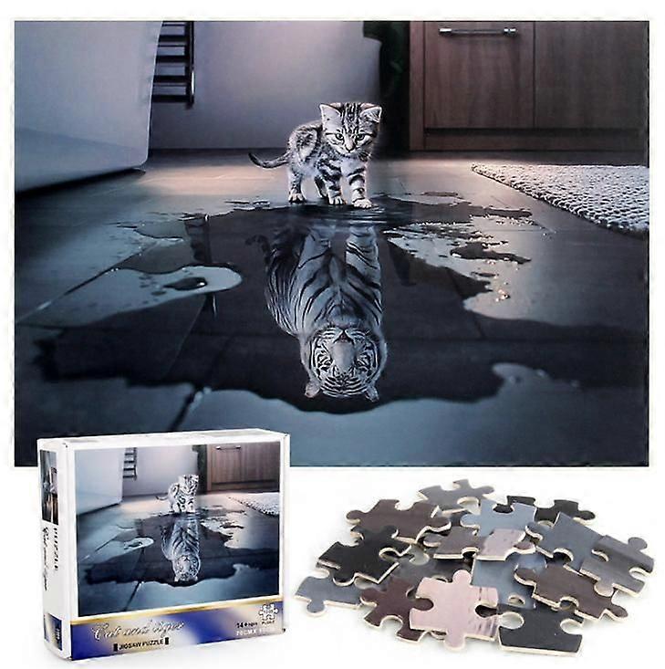 1000pcs Cat and Tiger Jigsaw DIY Puzzle Toys Assembling Picture Decoration