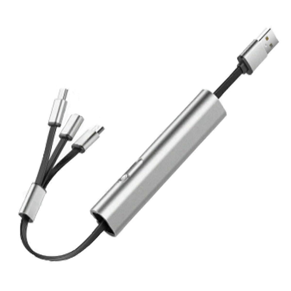 3 in 1 Fast Charging Cable, Retractable Car Charger, Foldable Super Fast Charging Cable for IPhone/Android/Tablet Gray