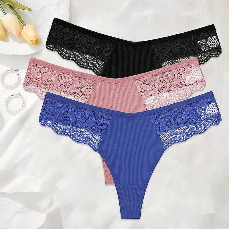 3Pcs Femmes Coton G String Lingerie Culottes Strings Femme Sous-vêtements