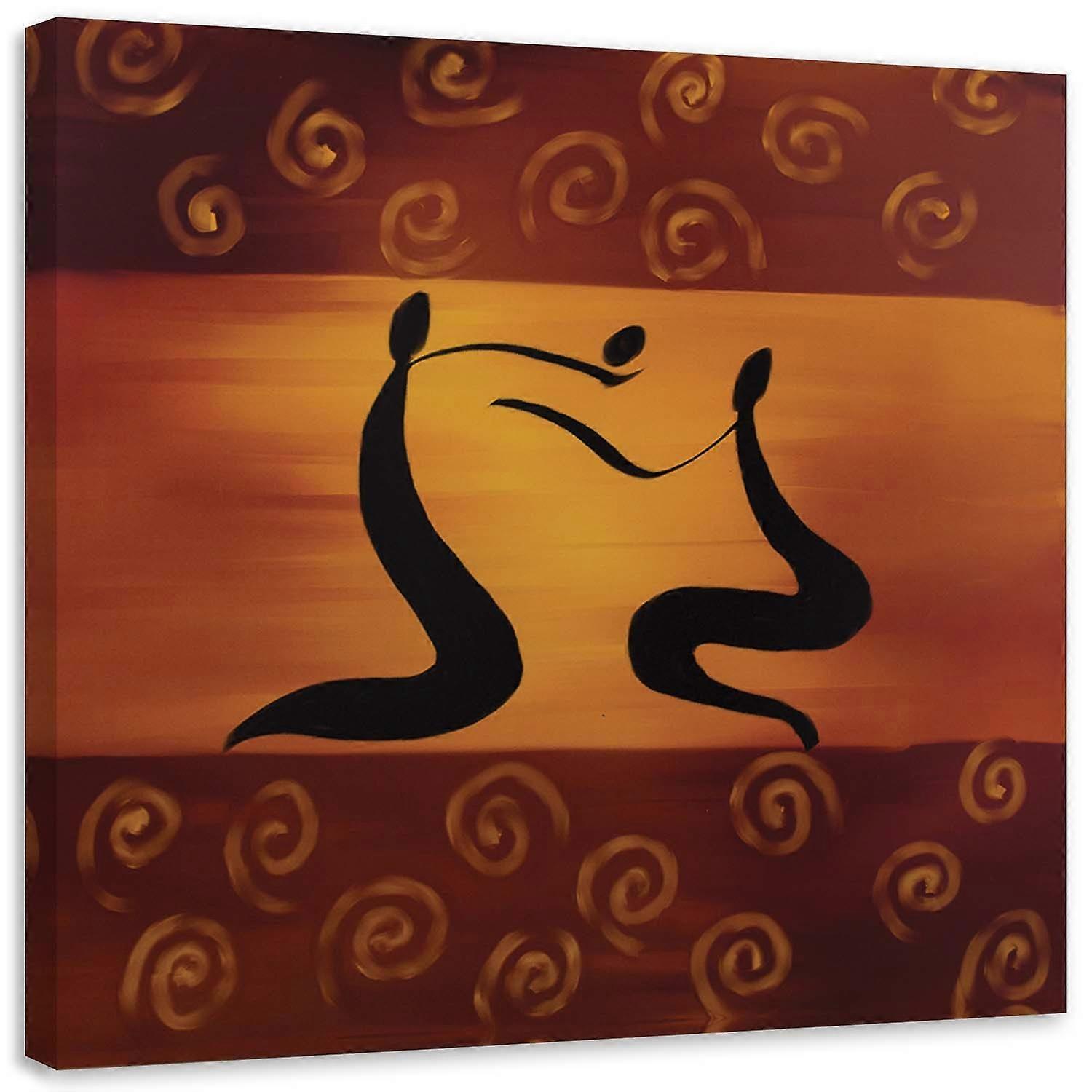 Lienzo Jeroglíficos sobre fondo naranja - 60x60